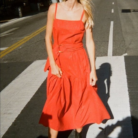 Anthropologie Nation LTD Red and Gold Maxi Dress Size Small - Picture 1 of 16